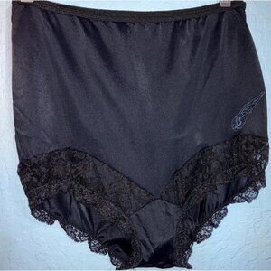 Rare sz 7 Vintage 50s 60s duchesse black granny panty all nylon lace mushroom gu